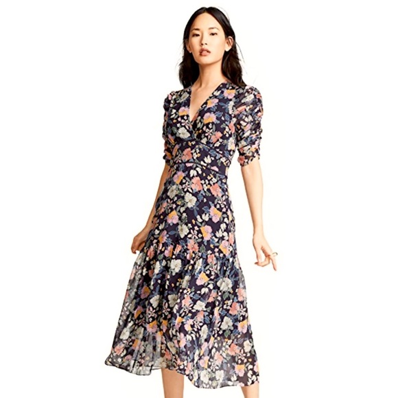 Shoshanna Dania Dress Dania Mini Jacquard Flower Blue Just Be Jolie